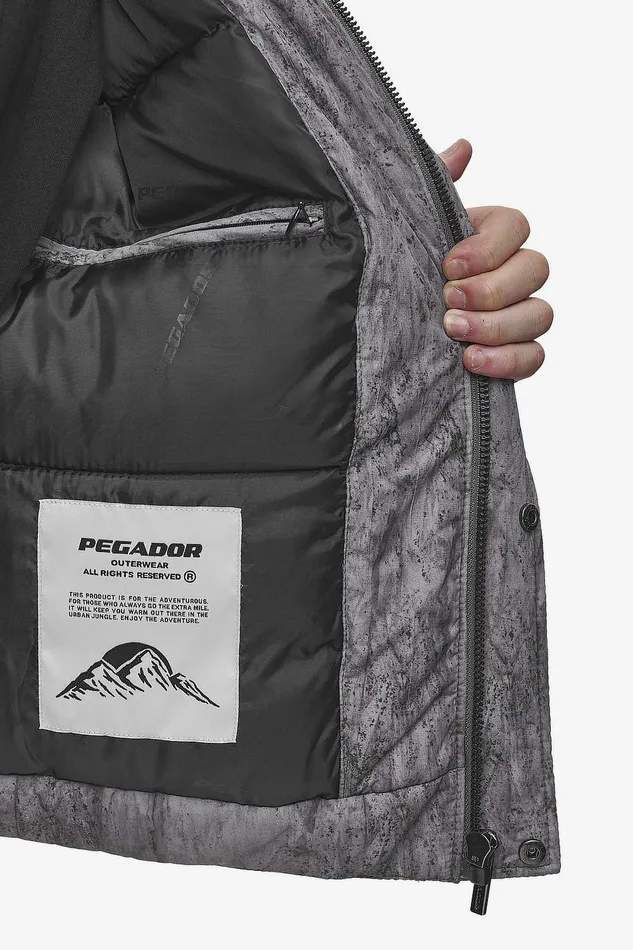 Men Pegador Jacken Lavoy Ripstop Crushed Cropped Boxy Puffer Jacket Steel Grey