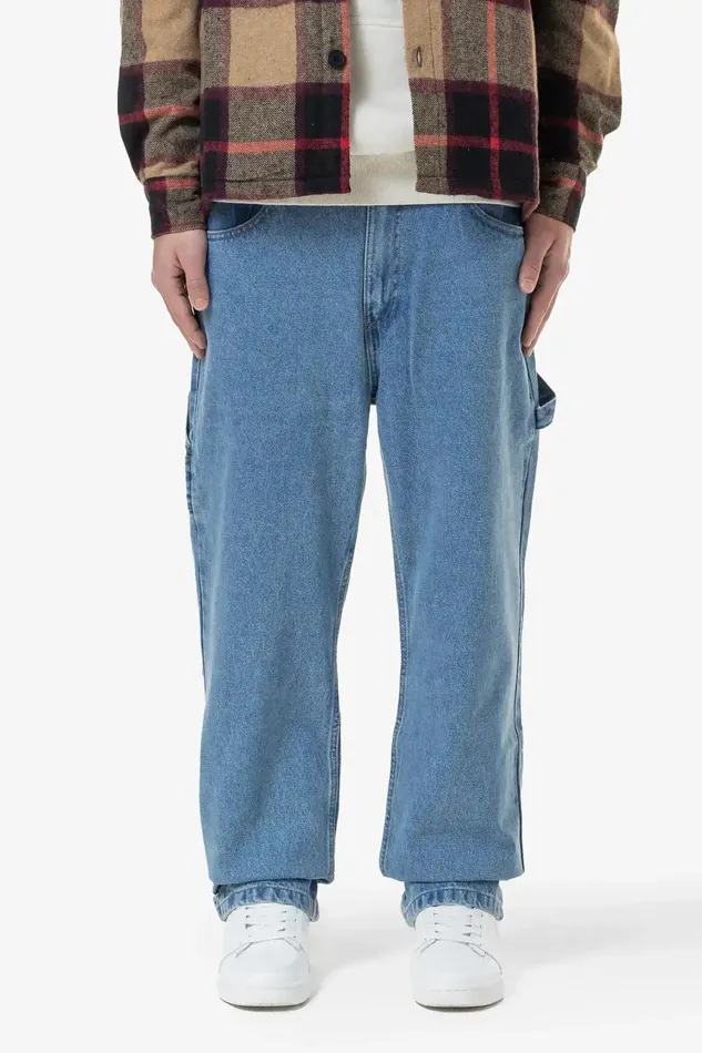 Men Pegador Jeans Drato Baggy Workwear Jeans Washed Blue