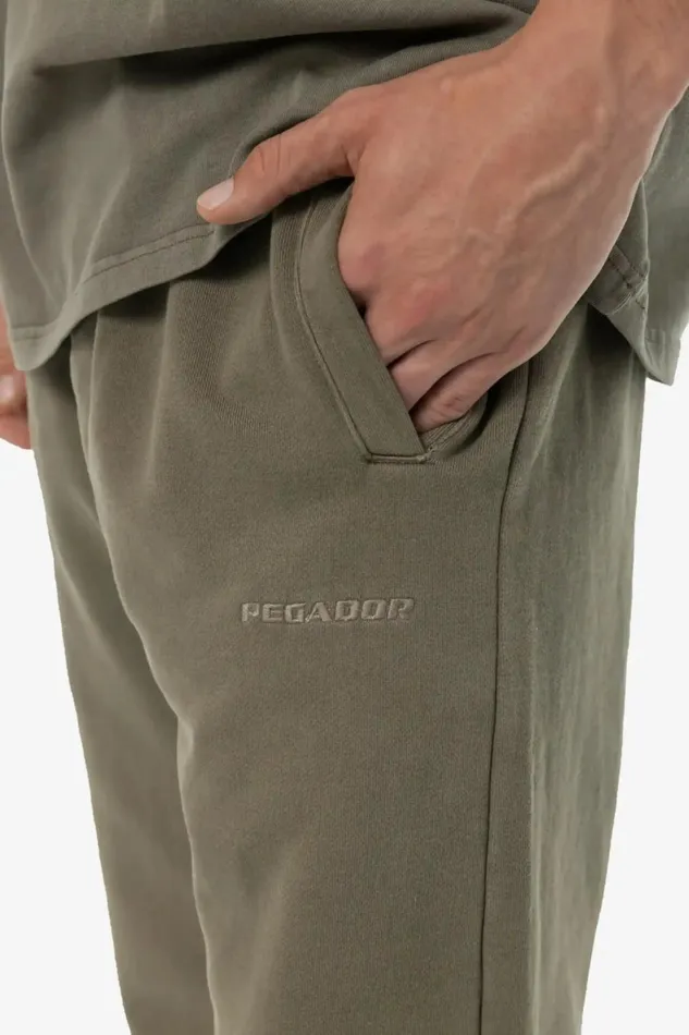 Men Pegador Pants and Joggers Logo Wide Sweat Pants Vintage Faded Olive Men Pegador Pants and Joggers Logo Wide Sweat Pants Vintage Faded Olive