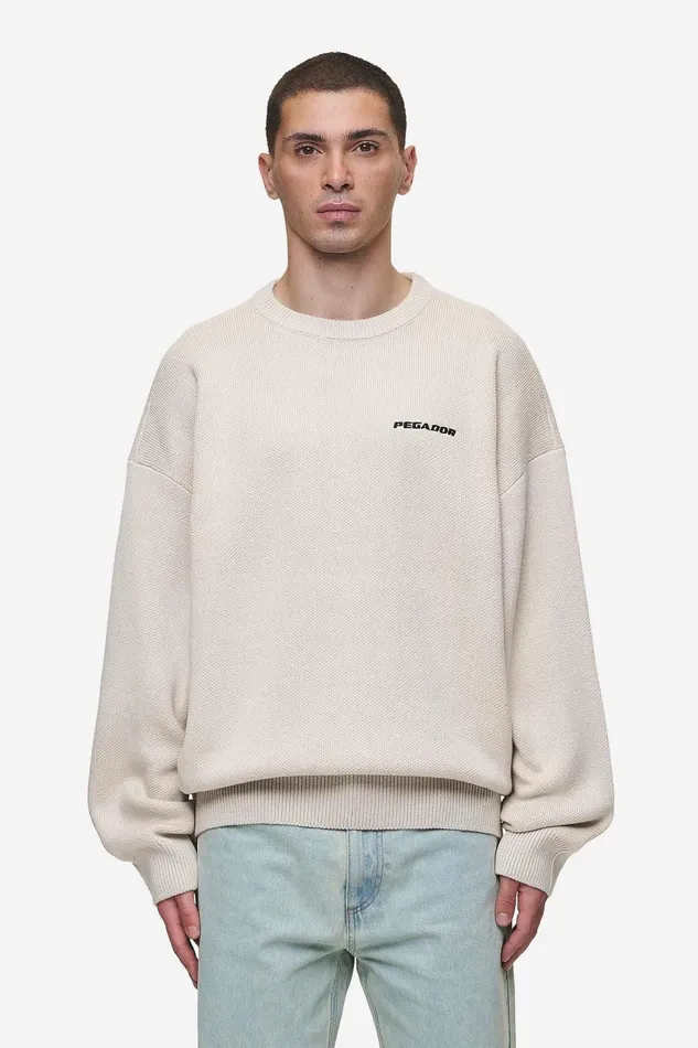 Men Pegador Sweaters Logo Oversized Knit Sweater Light Beige