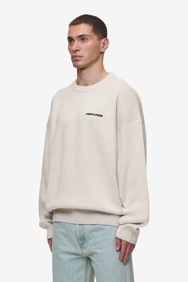 Men Pegador Sweaters Logo Oversized Knit Sweater Light Beige Men Pegador Sweaters Logo Oversized Knit Sweater Light Beige