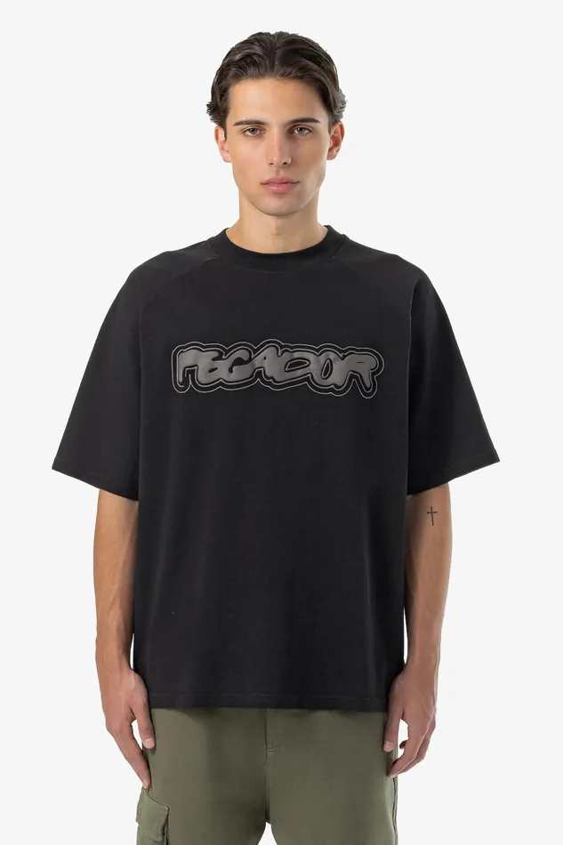 Men Pegador Tees Anclar Oversized Raglan Tee Washed Black