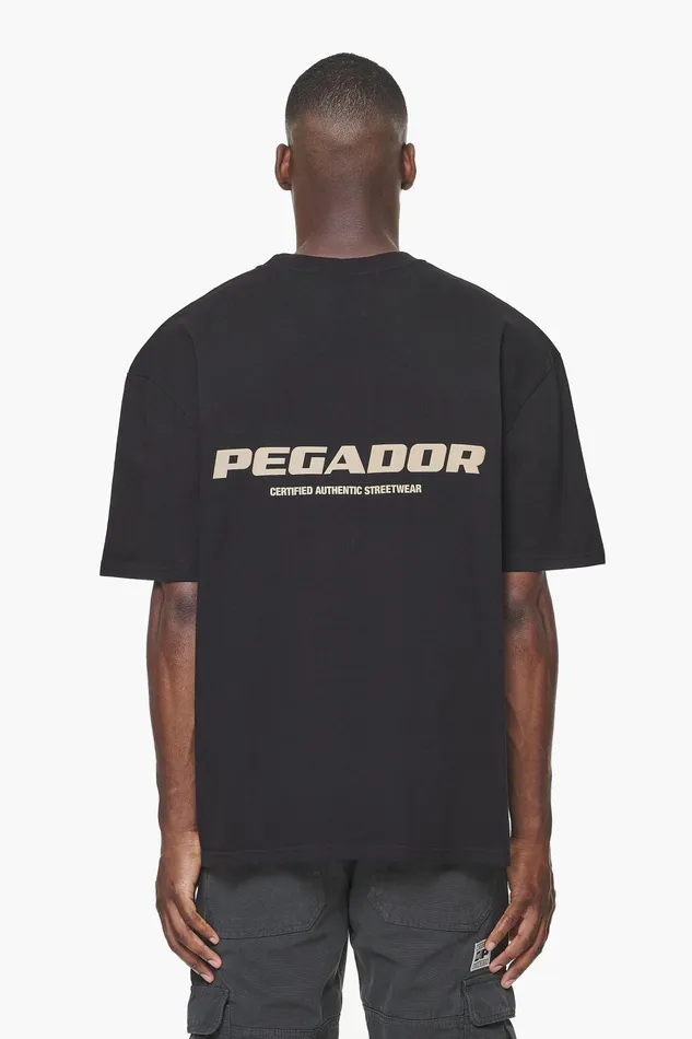 Men Pegador Tees Colne Logo Oversized Tee Vintage Washed Onyx Black Gum