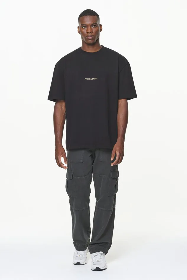 Men Pegador Tees Colne Logo Oversized Tee Vintage Washed Onyx Black Gum