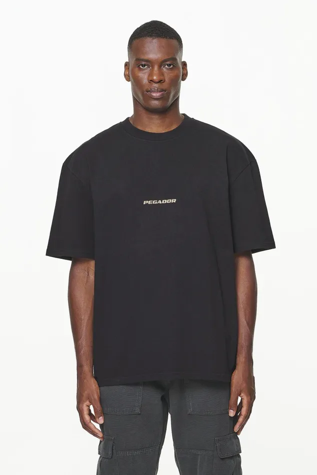 Men Pegador Tees Colne Logo Oversized Tee Vintage Washed Onyx Black Gum