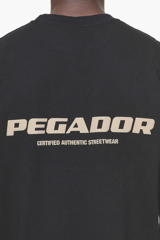 Men Pegador Tees Colne Logo Oversized Tee Vintage Washed Onyx Black Gum