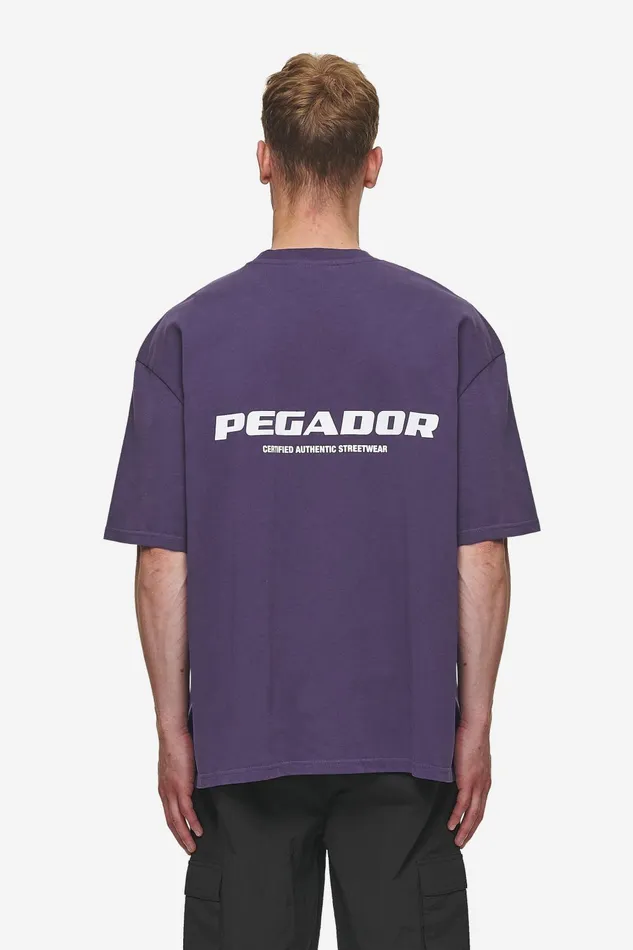 Men Pegador Tees Colne Logo Oversized Tee Washed Deep Purple White
