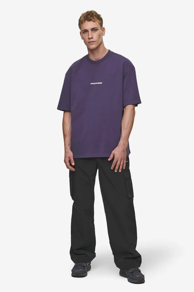 Men Pegador Tees Colne Logo Oversized Tee Washed Deep Purple White Men Pegador Tees Colne Logo Oversized Tee Washed Deep Purple White