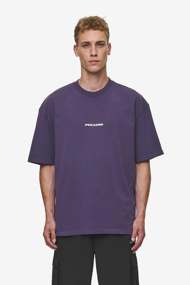 Men Pegador Tees Colne Logo Oversized Tee Washed Deep Purple White Men Pegador Tees Colne Logo Oversized Tee Washed Deep Purple White