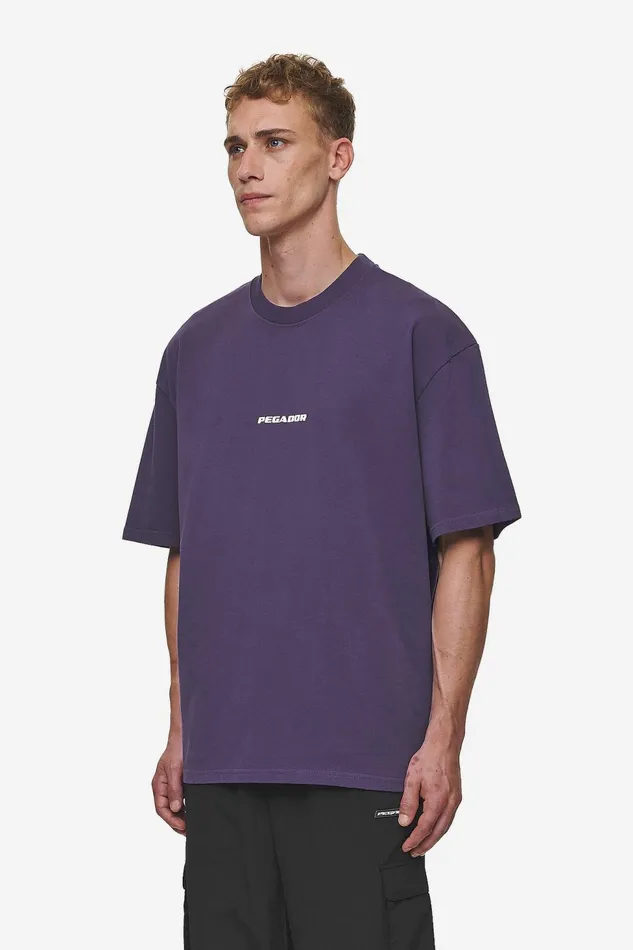 Men Pegador Tees Colne Logo Oversized Tee Washed Deep Purple White Men Pegador Tees Colne Logo Oversized Tee Washed Deep Purple White