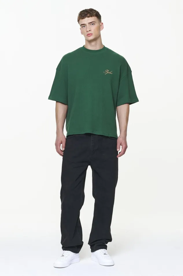 Men Pegador Tees Quat Waffle Boxy Tee Vintage Washed British Green