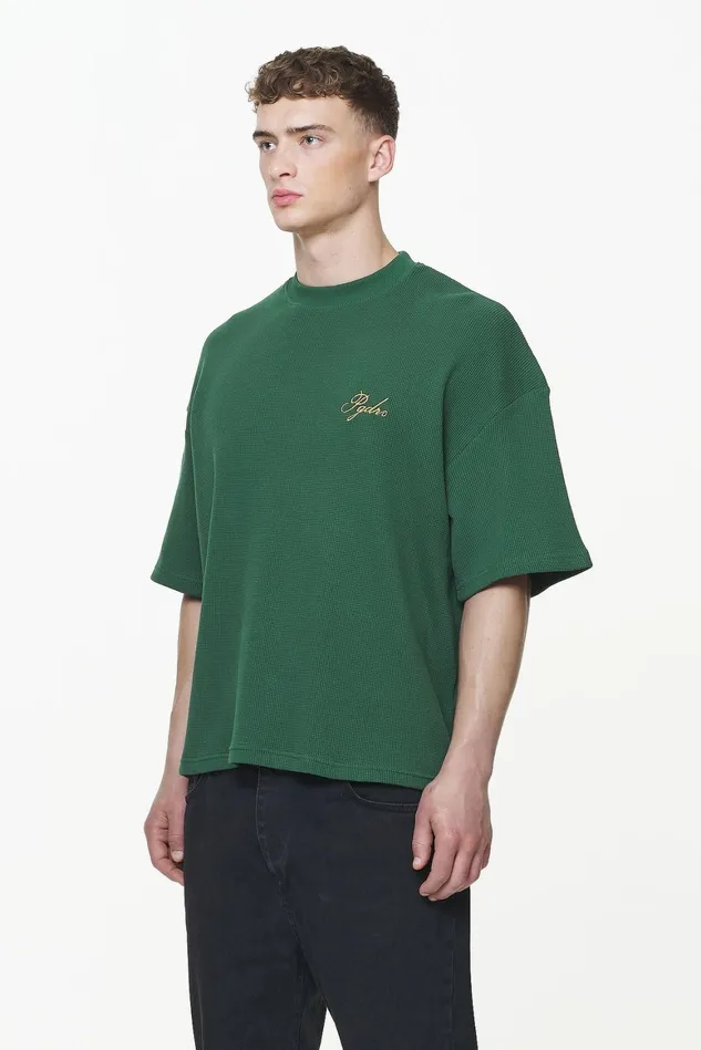 Men Pegador Tees Quat Waffle Boxy Tee Vintage Washed British Green