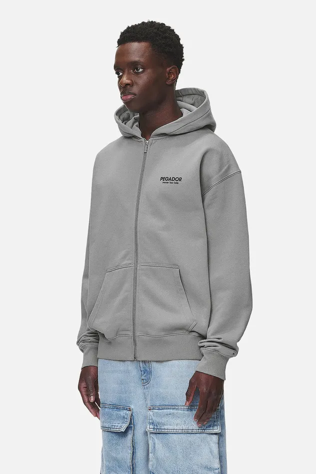 Men Pegador Zip Hoodies Alchar Oversized Sweat Jacket Washed Cool Grey Men Pegador Zip Hoodies Alchar Oversized Sweat Jacket Washed Cool Grey