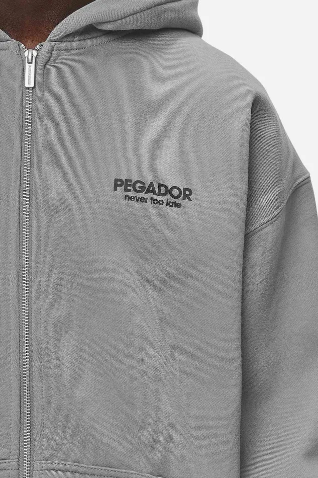 Men Pegador Zip Hoodies Alchar Oversized Sweat Jacket Washed Cool Grey Men Pegador Zip Hoodies Alchar Oversized Sweat Jacket Washed Cool Grey