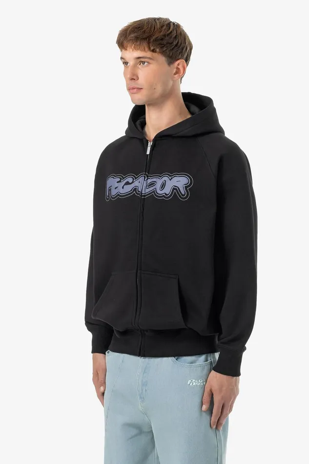 Men Pegador Zip Hoodies Anclar Oversized Raglan Sweat Jacket Washed Black Men Pegador Zip Hoodies Anclar Oversized Raglan Sweat Jacket Washed Black