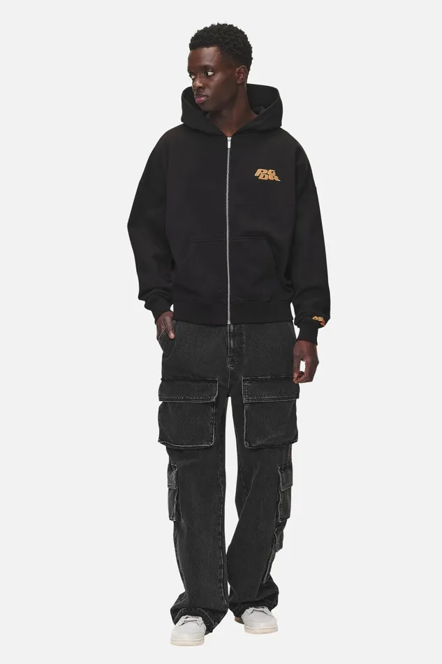 Men Pegador Zip Hoodies Astor Boxy Sweat Jacket Washed Black