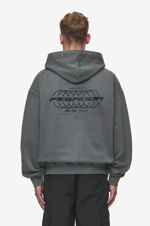 Men Pegador Zip Hoodies Lance Oversized Sweat Jacket Vintage Anthracite