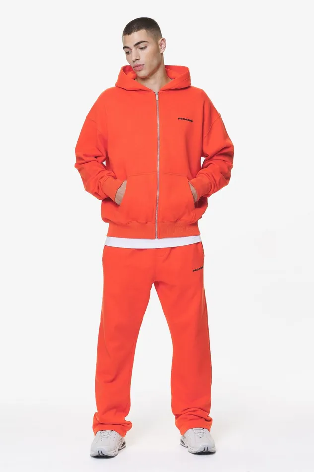 Men Pegador Zip Hoodies Logo Oversized Sweat Jacket Washed Signal Red Gum Men Pegador Zip Hoodies Logo Oversized Sweat Jacket Washed Signal Red Gum