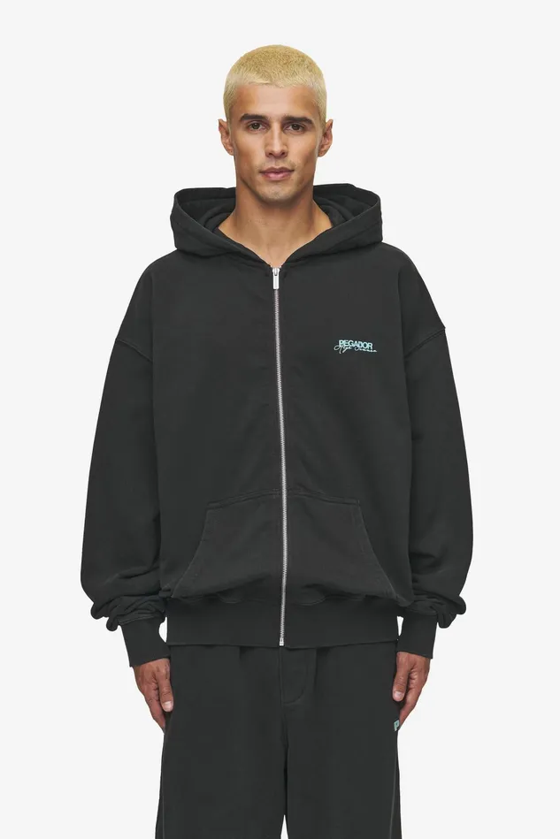 Men Pegador Zip Hoodies Patino Oversized Sweat Jacket Vintage Black Men Pegador Zip Hoodies Patino Oversized Sweat Jacket Vintage Black