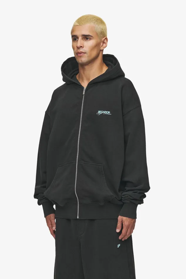 Men Pegador Zip Hoodies Patino Oversized Sweat Jacket Vintage Black Men Pegador Zip Hoodies Patino Oversized Sweat Jacket Vintage Black