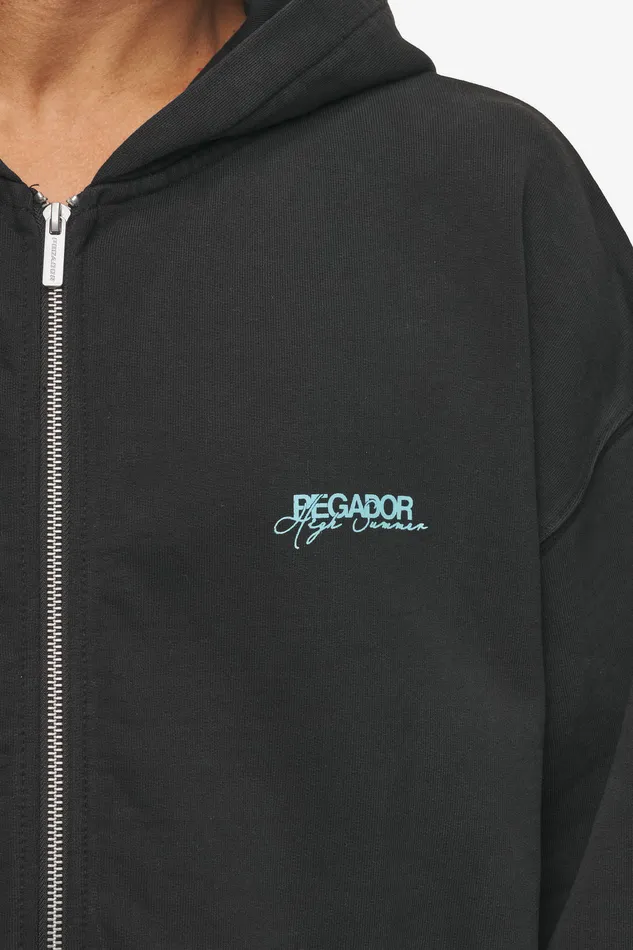 Men Pegador Zip Hoodies Patino Oversized Sweat Jacket Vintage Black Men Pegador Zip Hoodies Patino Oversized Sweat Jacket Vintage Black