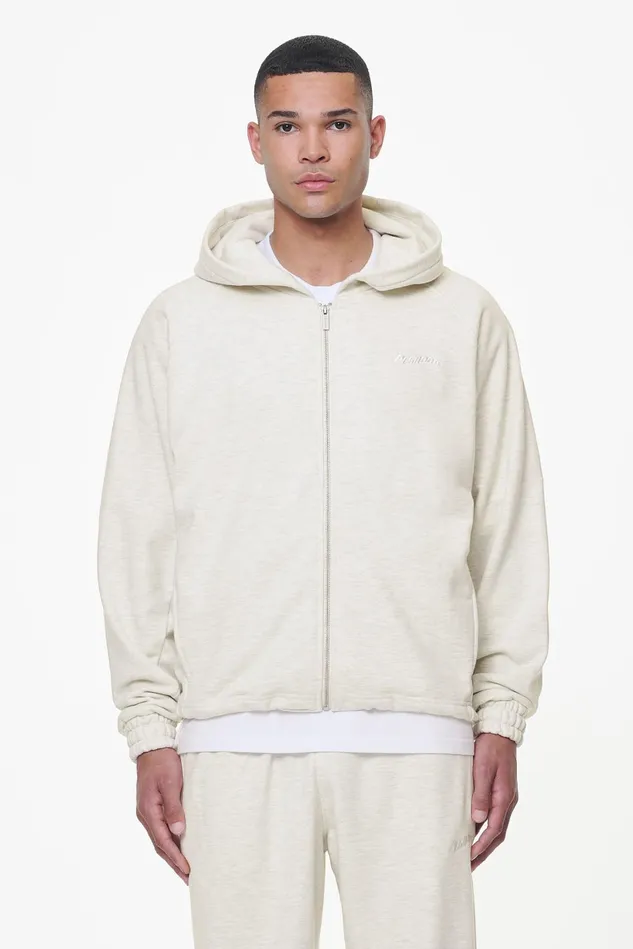 Men Pegador Zip Hoodies Winds Terry Raglan Sweat Jacket Cream Melange