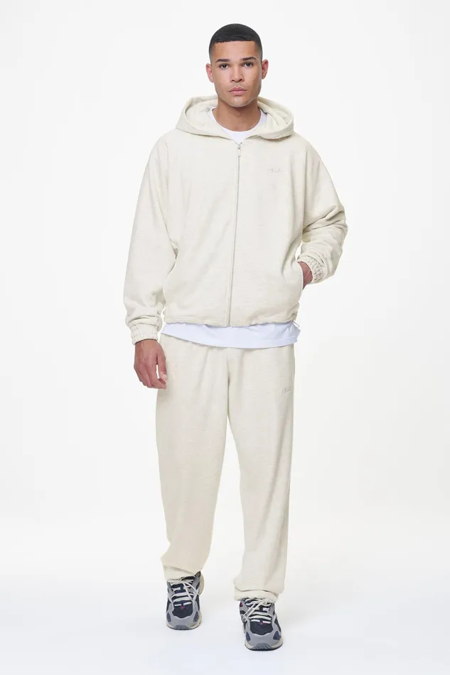 Men Pegador Zip Hoodies Winds Terry Raglan Sweat Jacket Cream Melange Men Pegador Zip Hoodies Winds Terry Raglan Sweat Jacket Cream Melange