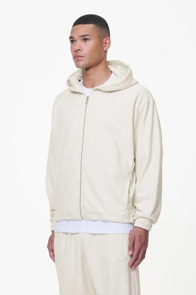 Men Pegador Zip Hoodies Winds Terry Raglan Sweat Jacket Cream Melange Men Pegador Zip Hoodies Winds Terry Raglan Sweat Jacket Cream Melange