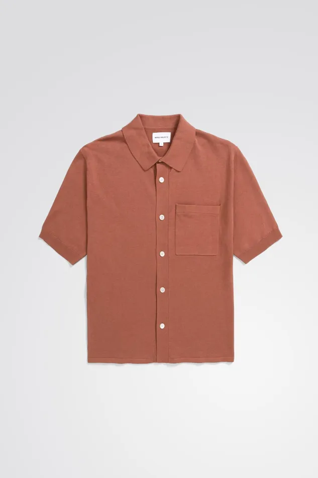 Men Rollo Cotton Linen SS Shirt Red Clay Norse Projects Shirting