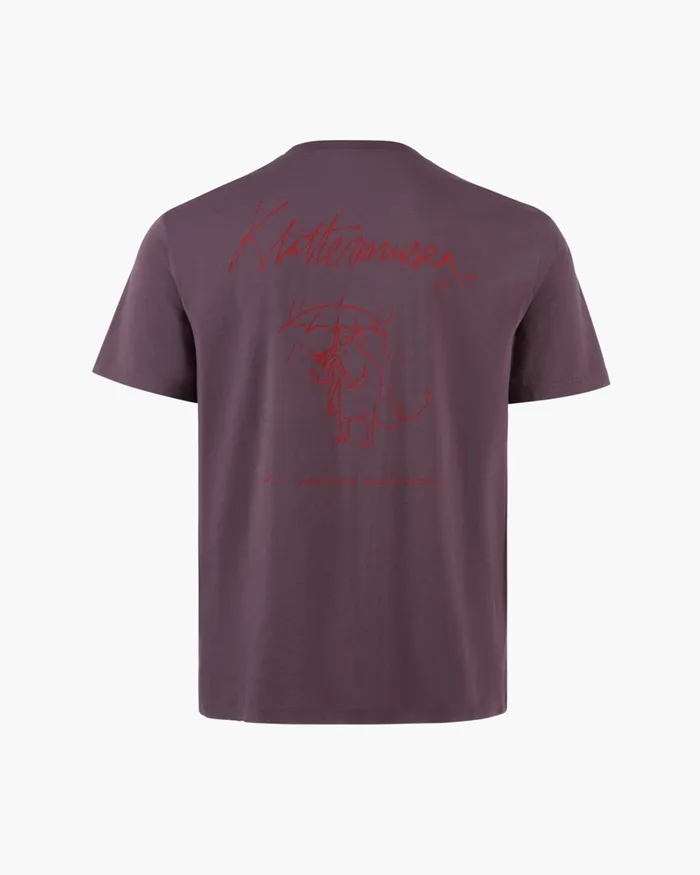 Men Runa Rain Mouse Organic Cotton Short Sleeve Tee Black Plum Klttermusen TShirts