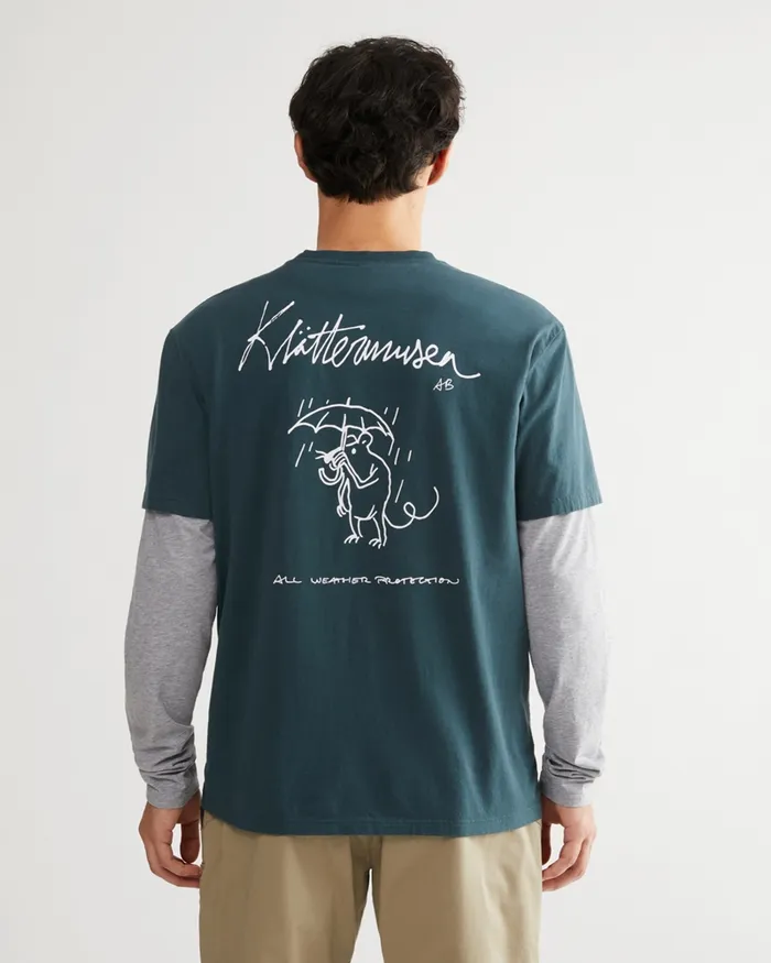 Men Runa Rain Mouse Organic Cotton Short Sleeve Tee Black Plum Klttermusen TShirts