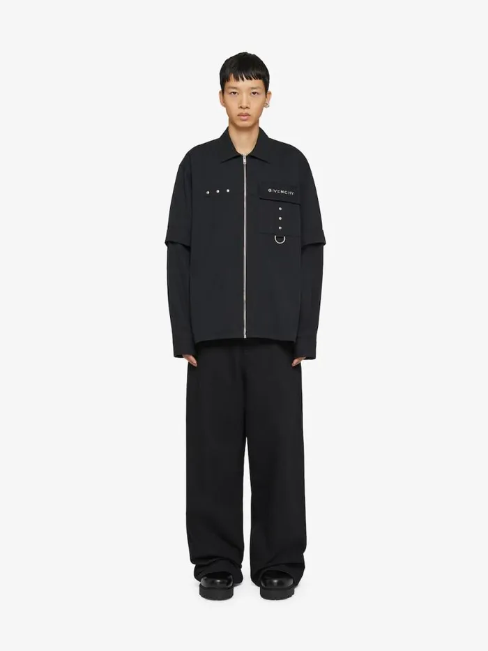 Men Shirts Givenchy Shirt In Cotton With Metal Details Black