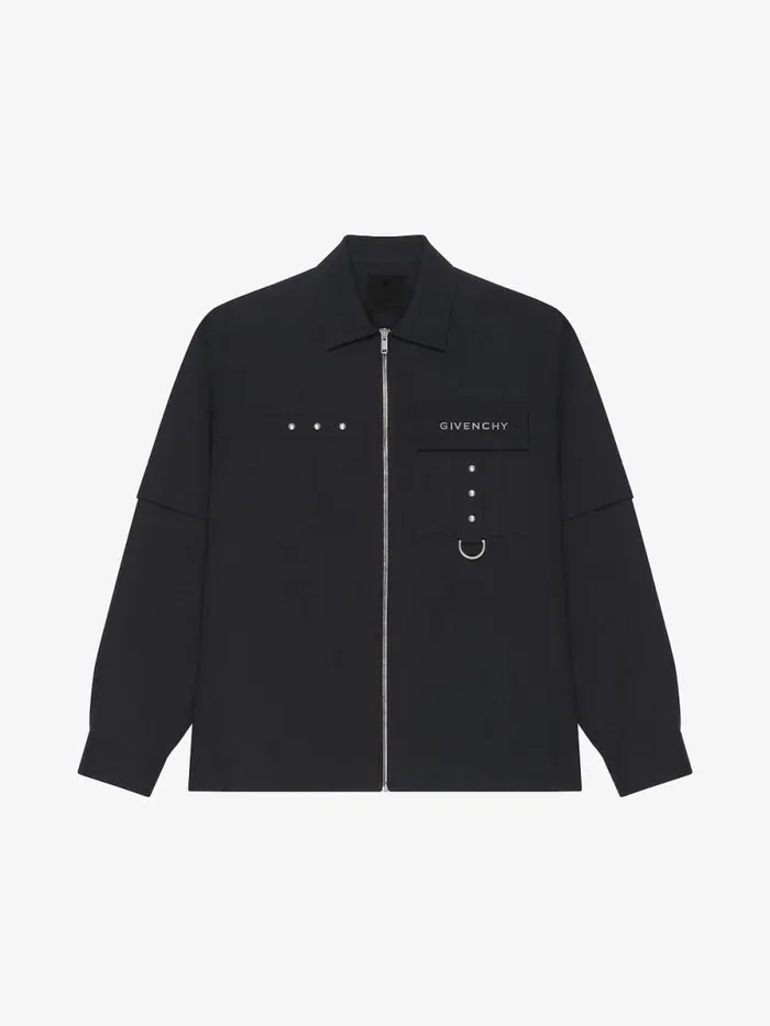 Men Shirts Givenchy Shirt In Cotton With Metal Details Black
