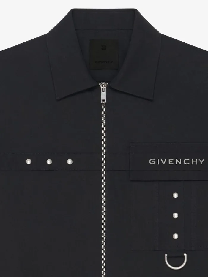 Men Shirts Givenchy Shirt In Cotton With Metal Details Black