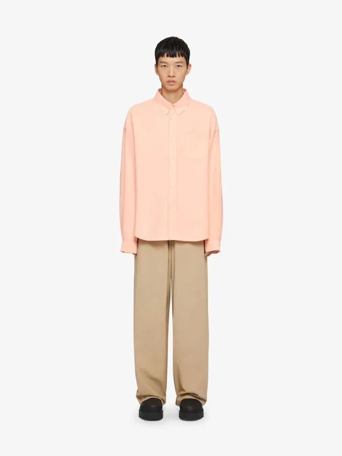 Men Shirts Givenchy Shirt In Cotton With Pocket Powder