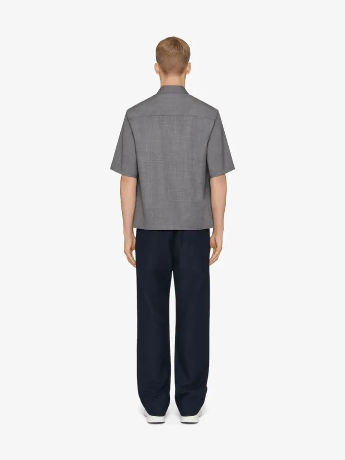 Men Shirts Givenchy Zipped Shirt In Wool With 4G Detail Blackwhite