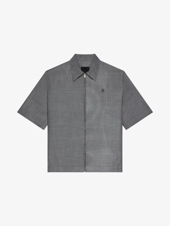 Men Shirts Givenchy Zipped Shirt In Wool With 4G Detail Blackwhite