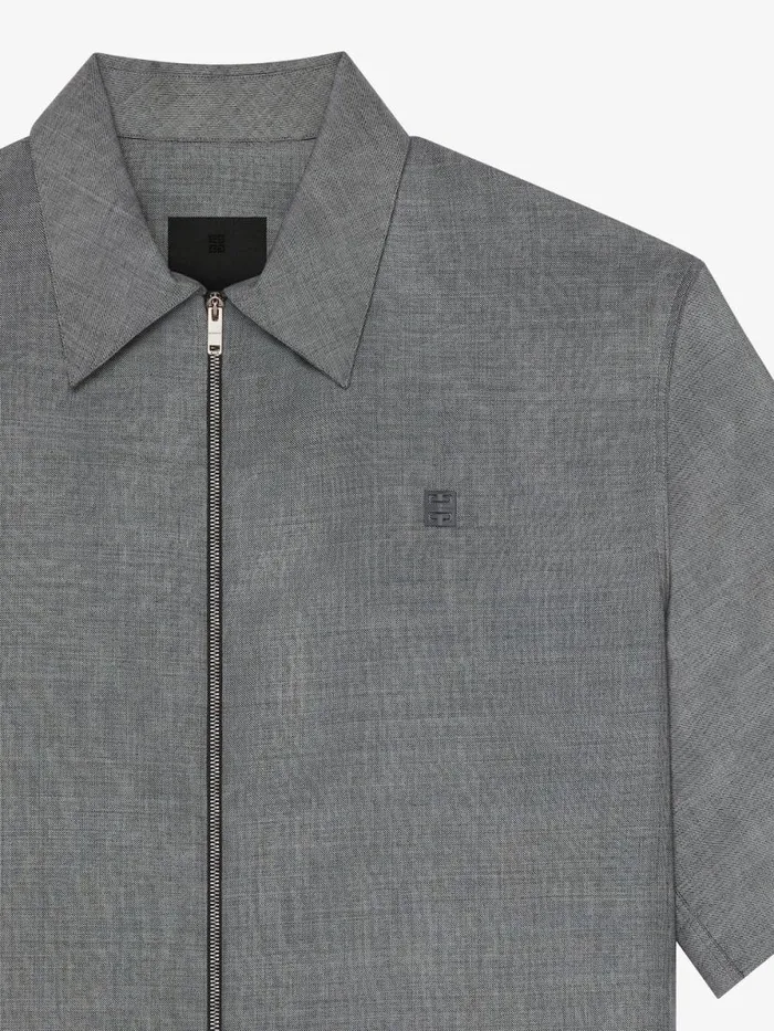 Men Shirts Givenchy Zipped Shirt In Wool With 4G Detail Blackwhite