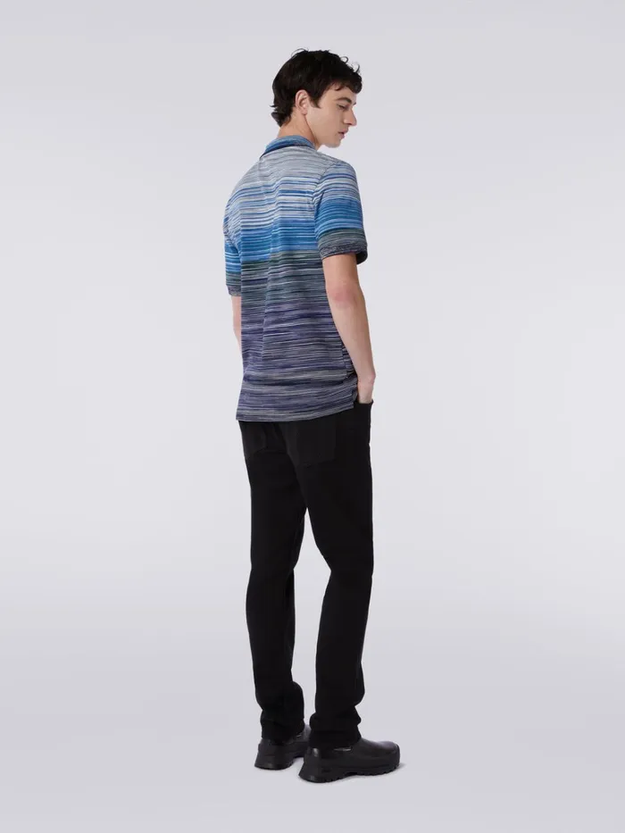 Men ShortSleeved Polo Shirt In Slub Cotton Piqu Multicoloured Missoni Polos and Tshirts