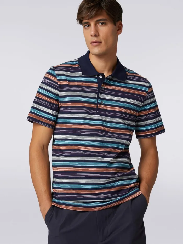 Men Slub Cotton Jersey Polo Shirt Multicoloured Missoni Polos and Tshirts Men Slub Cotton Jersey Polo Shirt Multicoloured Missoni Polos and Tshirts