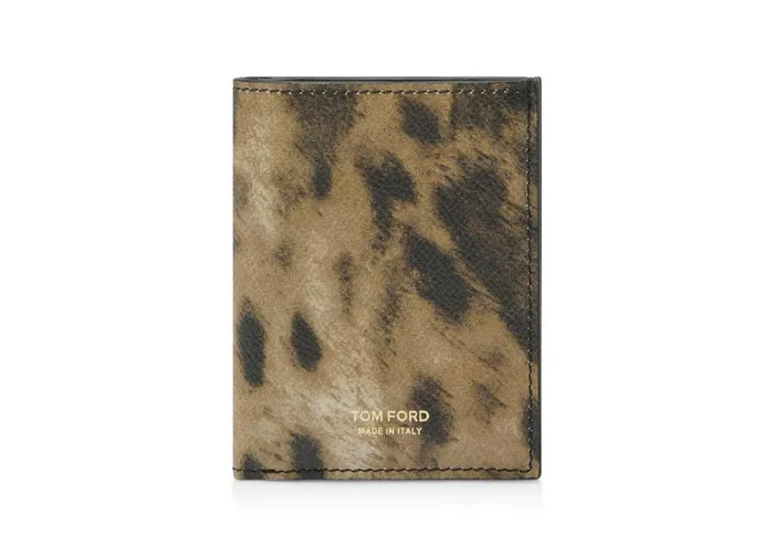 Men Small Leather Goods Tom Ford Distressed Leopard Print Folding Cardholder Distressed Leopard