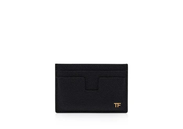 Men Small Leather Goods Tom Ford Small Grain Leather Cardholder Black