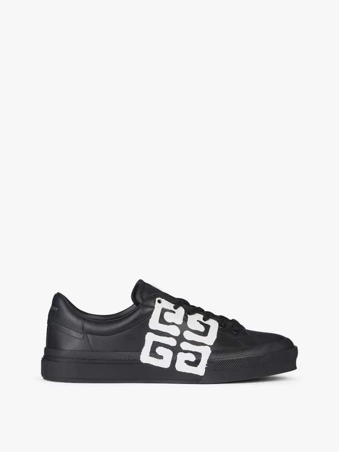 Men Sneakers Givenchy City Sport Sneakers In Leather With Tag Effect 4G Print Blackwhite