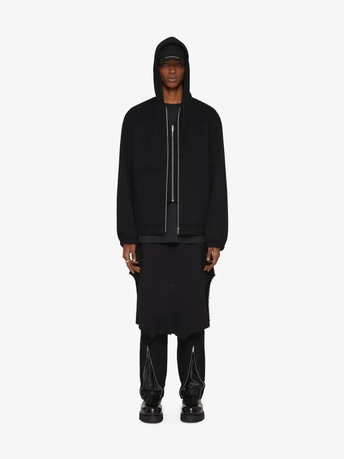 Men Sweatshirts and Hoodies Givenchy Hoodie In Double Face Wool And Cashmere Black