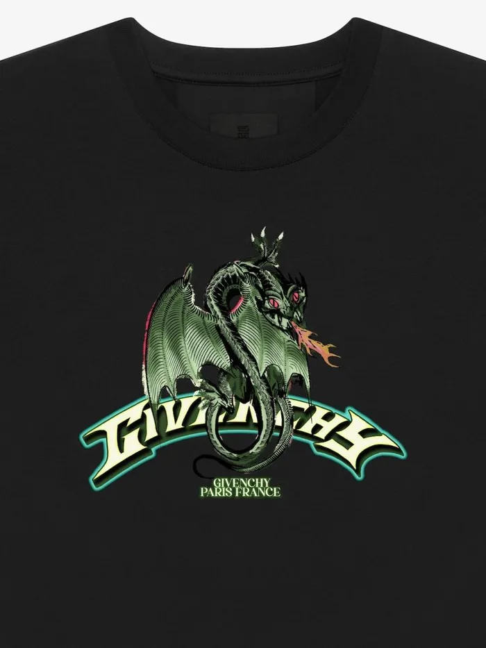 Men TShirts Givenchy Slim Fit Tshirt In Cotton With GIVENCHY Dragon Print Black Men TShirts Givenchy Slim Fit Tshirt In Cotton With GIVENCHY Dragon Print Black