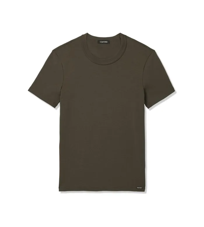 Men TSHIRTS Tom Ford Cotton Crewneck TShirt Military Green