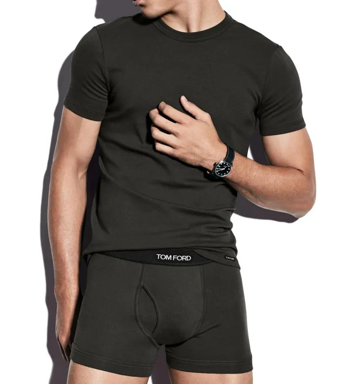 Men TSHIRTS Tom Ford Cotton Crewneck TShirt Military Green