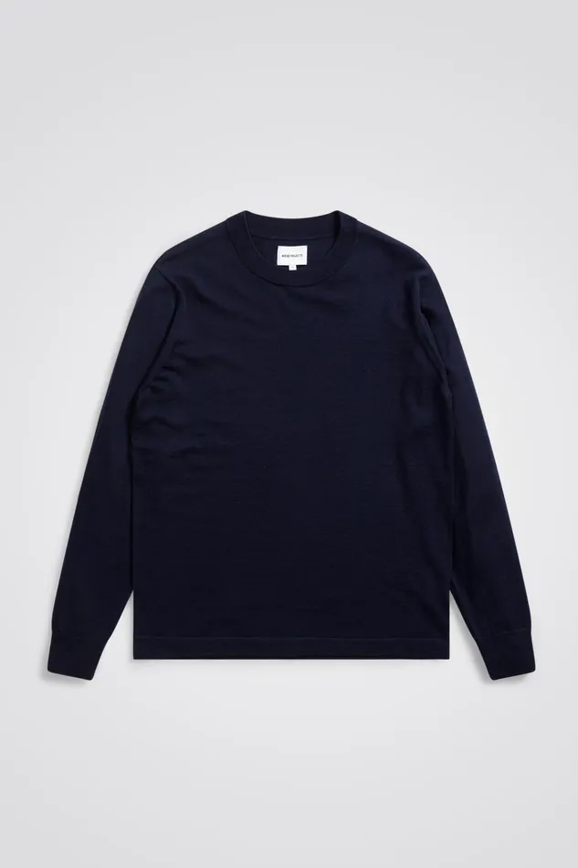 Men Teis Tech Merino Sweater Dark Navy Norse Projects Knitwear