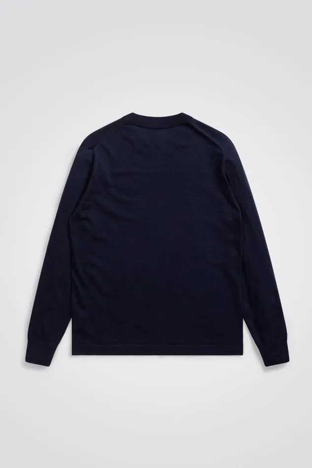 Men Teis Tech Merino Sweater Dark Navy Norse Projects Knitwear