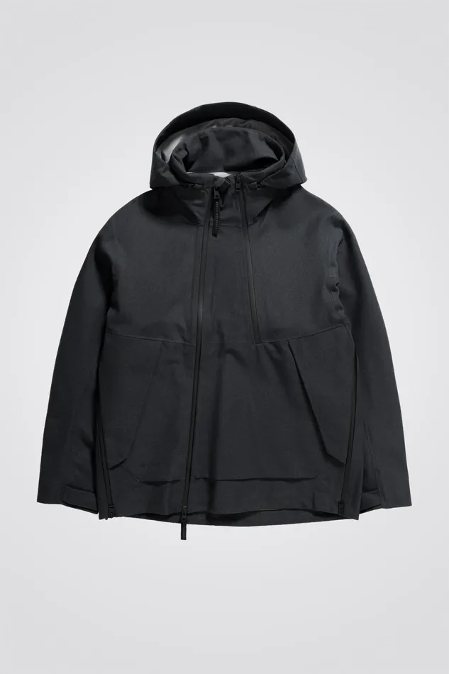 Men Textured Twill GoreTex 3L Stand Collar Jacket Charcoal Grey Norse Projects Outerwear
